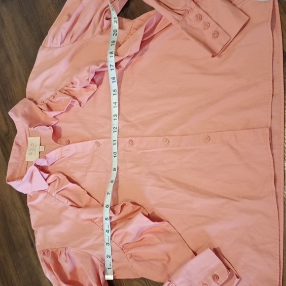 SVS Collection Pink Ruffle Puff Sleeve Button Down Collared Top A44 - Picture 5 of 7
